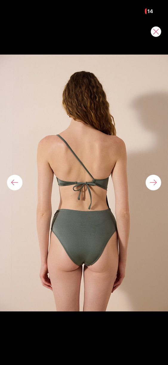 Tek Omuzlu Batik Desenli Mini Mayo - Görsel 2