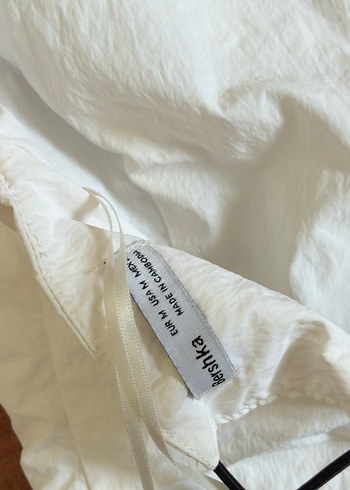 Beyaz paraşüt kumaş sırtı açık krop - Görsel 3