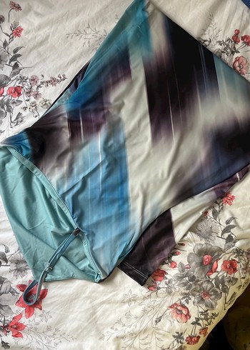 Mavi Drapeli Uzun Askılı Elbise - Görsel 5