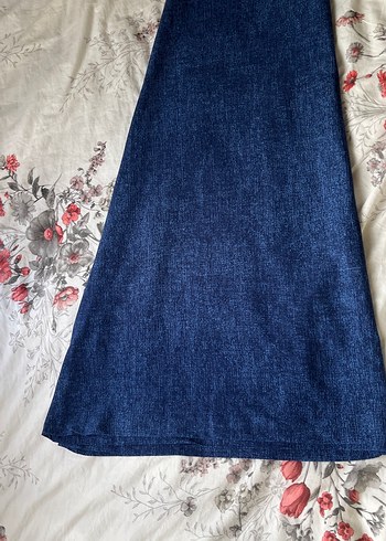 Bohem Tarzı Uzun Lacivert Hamile Kot Etek - Görsel 5