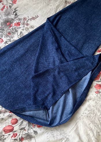 Bohem Tarzı Uzun Lacivert Hamile Kot Etek - Görsel 6