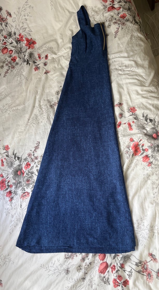 Bohem Tarzı Uzun Lacivert Hamile Kot Etek - Görsel 3