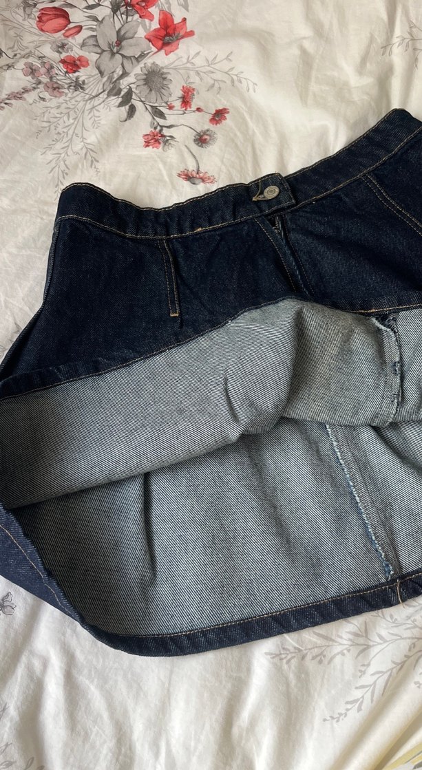 Kadın Lacivert Denim Volanlı Etek - Görsel 2