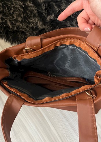 Kahverengi Deri Tote Çanta - Görsel 3