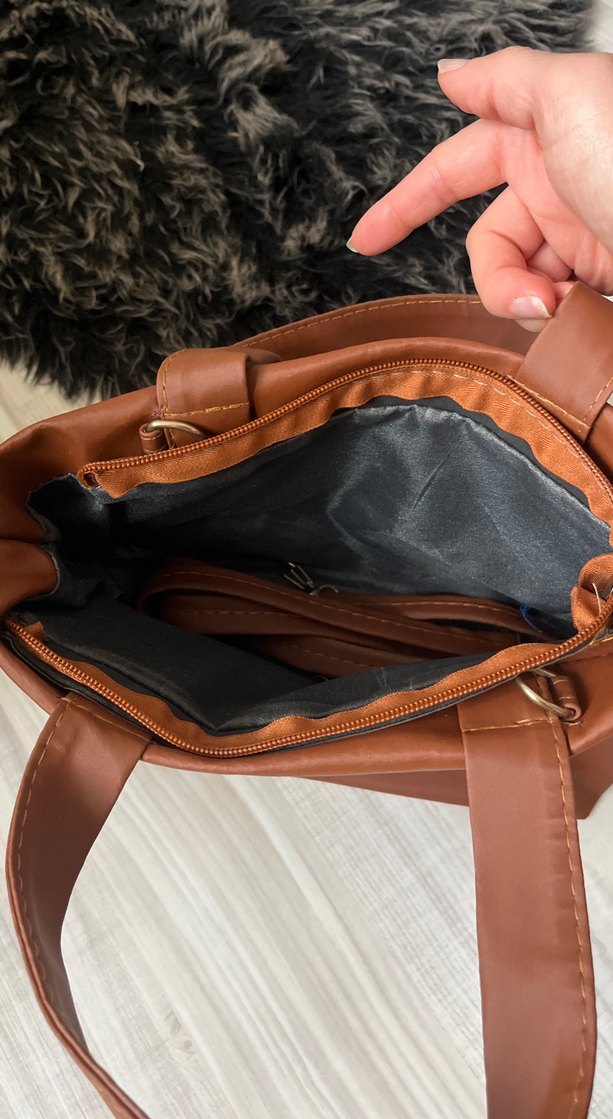 Kahverengi Deri Tote Çanta - Görsel 3