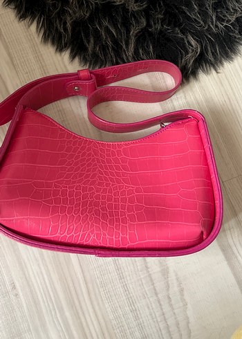 Pembe Yılan Derisi Desenli Kadın Deri Çanta - Görsel 2