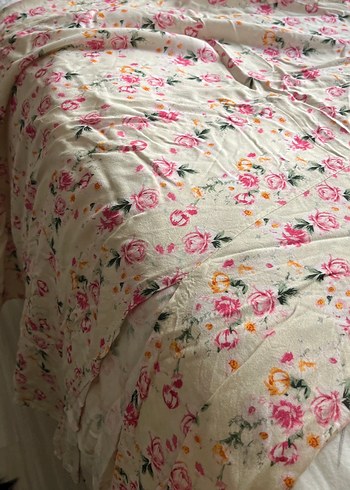 Beyaz Çiçekli V Yaka Midi Bohem Elbise - Görsel 5