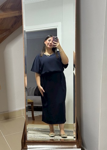 Zara Lacivert Parlak Uzun Kadın Elbise - Görsel 3