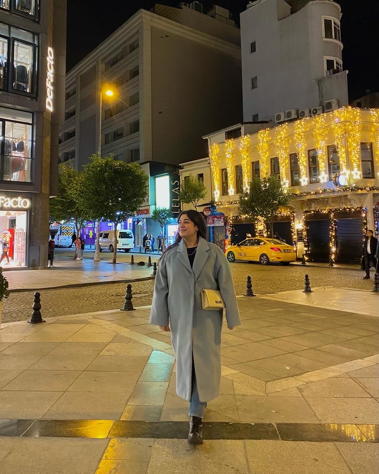 Manuka mavi Midi Kadın Kadife Kaban - Görsel 5