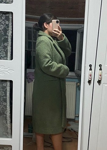 Yeşil Uzun Kışlık Kadın Kaban - Görsel 2