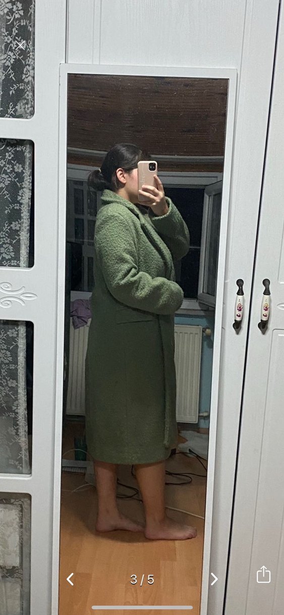 Yeşil Uzun Kışlık Kadın Kaban - Görsel 2