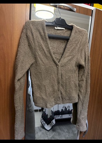 Pull &Bear V Yaka Kahverengi Kadın Triko Hırka