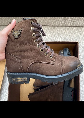 Kahverengi Deri Kadın Biker Botları - Görsel 4