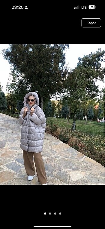 Gri şişme mont