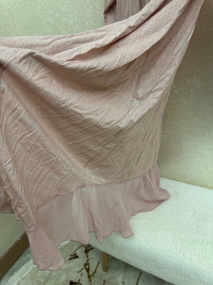 Uzun pembe  Kadın parlak simli hırka - Görsel 3