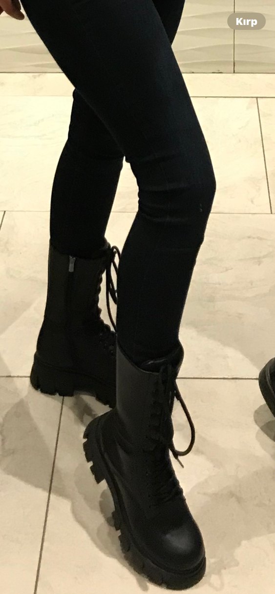 Siyah Deri yüksek taban postal - Görsel 2