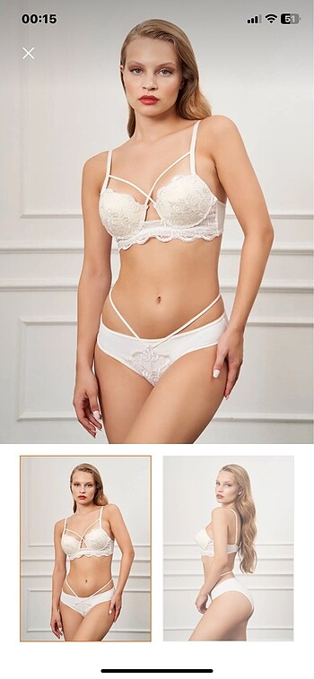 Güpürlü beyaz sütyen takım - Görsel 2