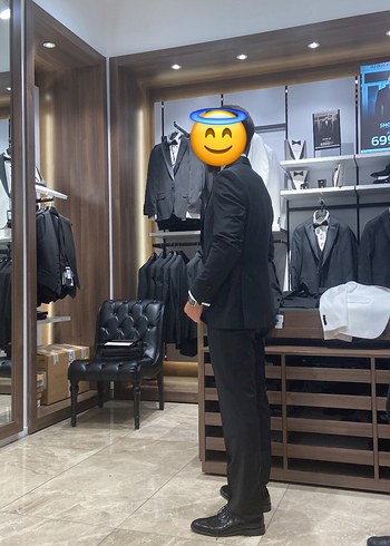 Kığılı kemer detaylı Siyah Damatlık Takım Elbise