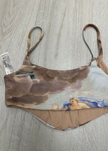 Bershka Bershka Vintage Baskılı Straplez Mini Büstiyer
