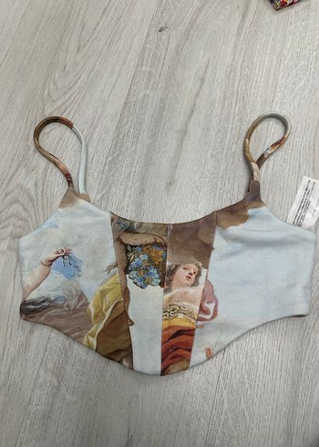Bershka Vintage Baskılı Straplez Mini Büstiyer