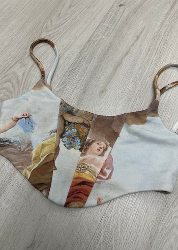 s Beden Bershka Vintage Baskılı Straplez Mini Büstiyer