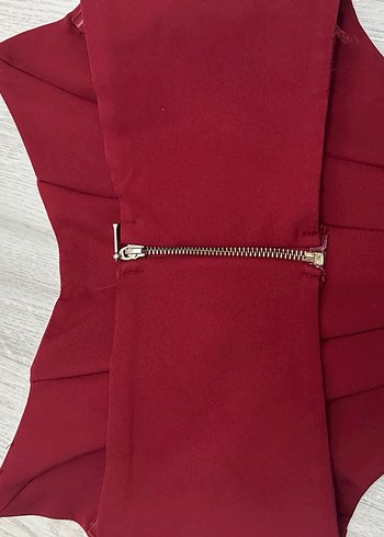 Trendyol Bordo Drapeli Uzun Monokini - Görsel 4