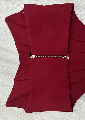 Trendyol Bordo Drapeli Uzun Monokini - Görsel 3