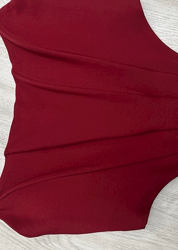 Trendyol Bordo Drapeli Uzun Monokini