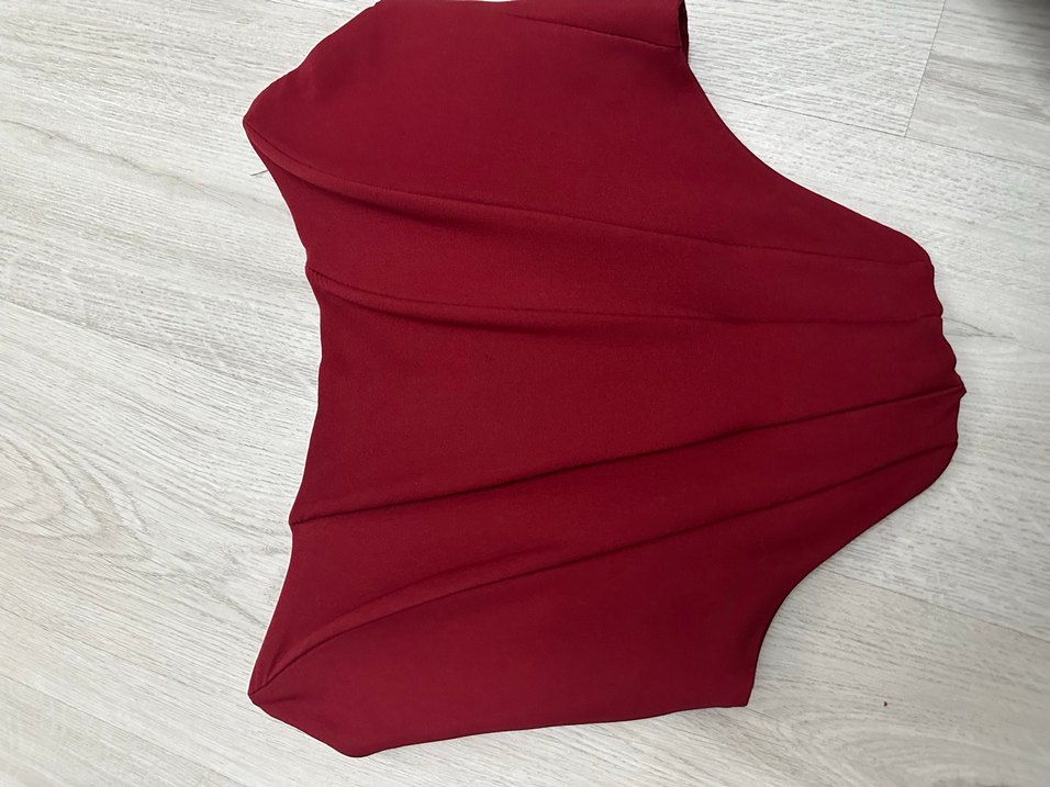 Trendyol Bordo Drapeli Uzun Monokini - Görsel 5