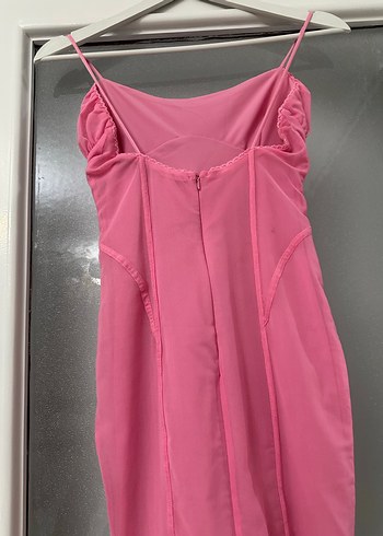 s Beden pembe Renk Bershka Pembe Askılı Mini Elbise