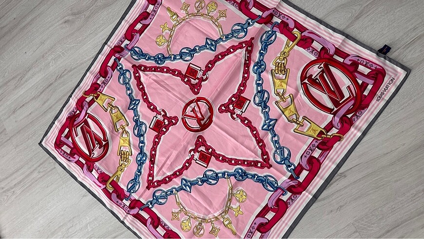  Beden pembe Renk Louis Vuitton İpek Eşarp