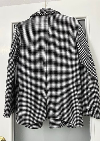 Düğmeli Siyah Beyaz Ekose Kadın Bershka Ceket - Görsel 6