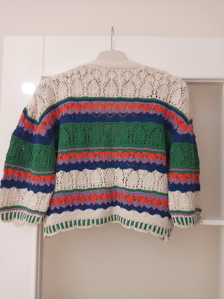 Bohem Çok Renkli Örgü Kadın Hırka - Görsel 2