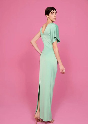 Pastel Yeşil Drapeli Kadın Elbise - Görsel 6