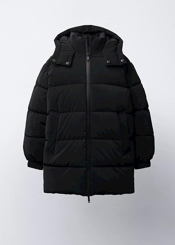 Siyah Kapüşonlu erkek Kışlık Mont - Görsel 2