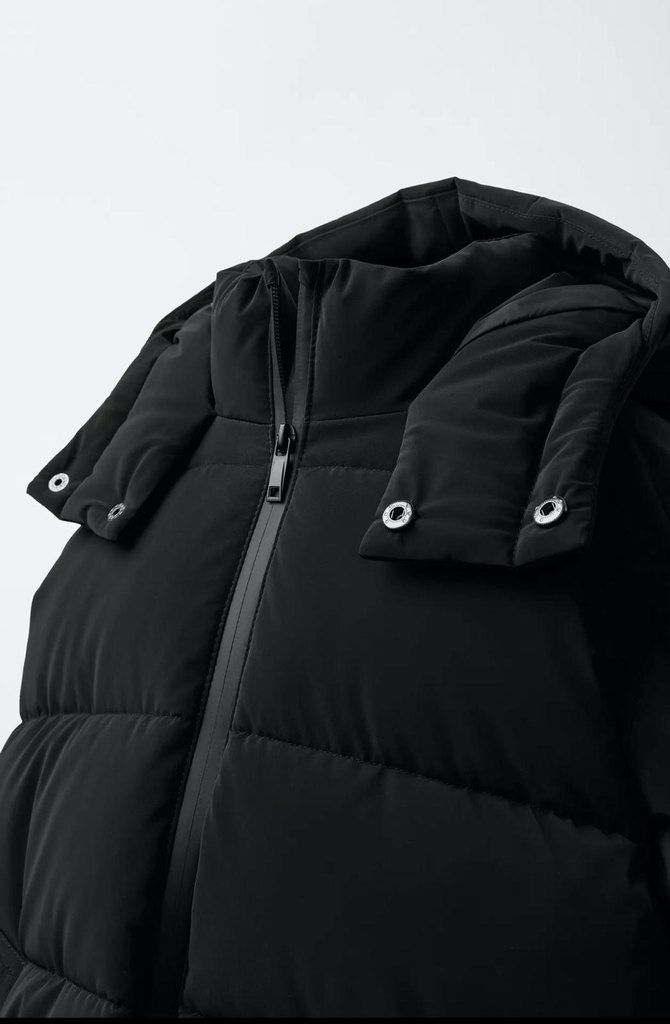 Siyah Kapüşonlu erkek Kışlık Mont - Görsel 4