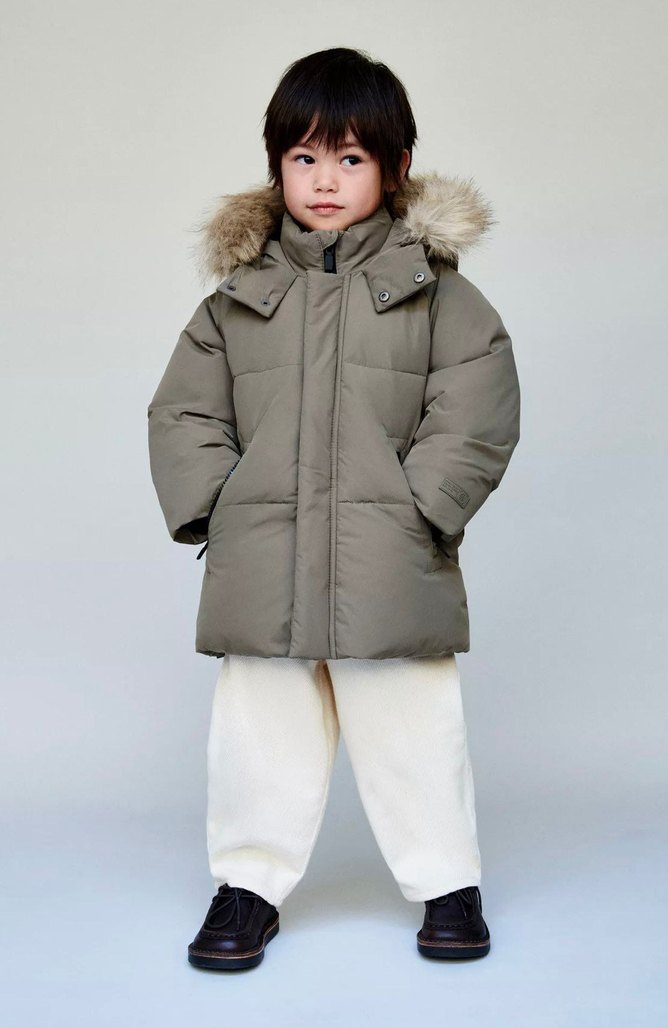 Kürklü Kapüşonlu Erkek Çocuk Mont - Görsel 3