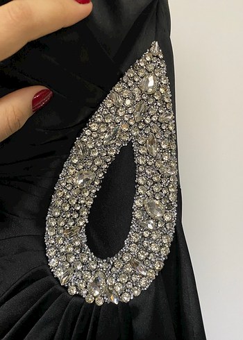 Siyah Drapeli Straplez Uzun Abiye Elbise - Görsel 5