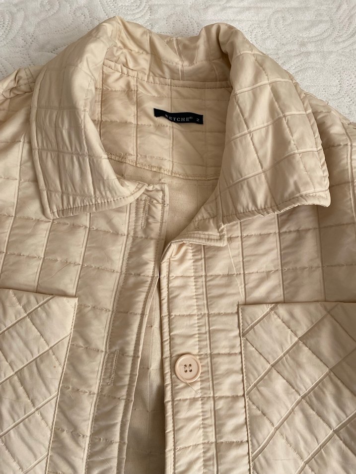 Bej Kadın Midi Boy Düğmeli Ceket - Görsel 2