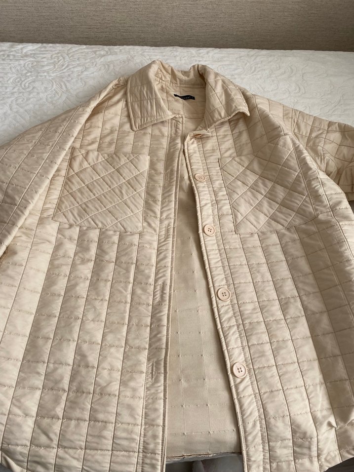 Bej Kadın Midi Boy Düğmeli Ceket - Görsel 4