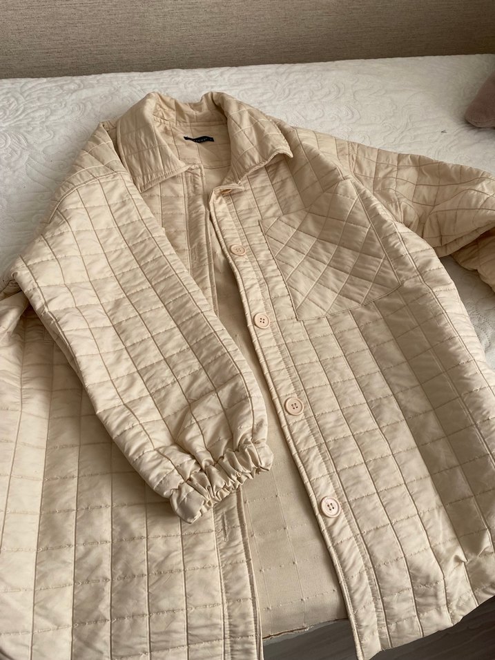 Bej Kadın Midi Boy Düğmeli Ceket - Görsel 3