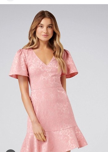 Forever New Pembe V Yaka Midi Elbise