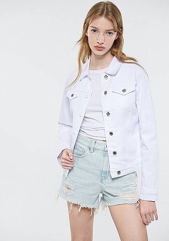 Mavi Beyaz Jean Ceket