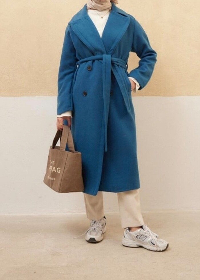 Petrol rengi astarlı kaşe kaban hiç giyilmedi - Görsel 2