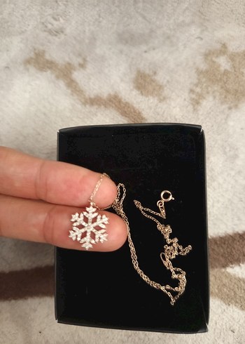 Diğer Rose Kaplama 925 Gumus Kar Tanesi Kolye Siklik Ve Zarafet