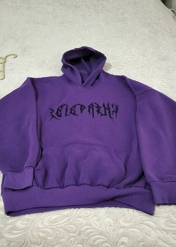 Diğer Mor Kapusonlu Rahat Sweatshirt