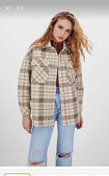 Stradivarius Stradivarius bej kareli ceket