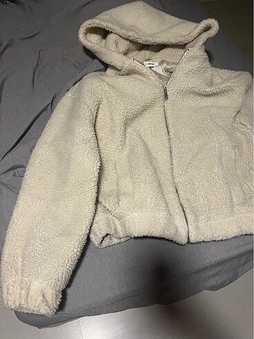 kapüşonlu peluş mont