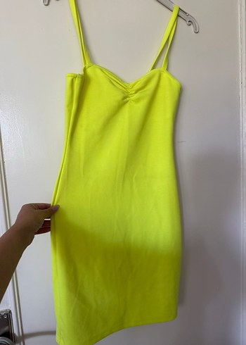 Sarı Drapeli Mini Elbise