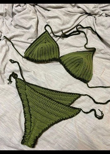 Yeşil Örgü Mini Bikini Takımı